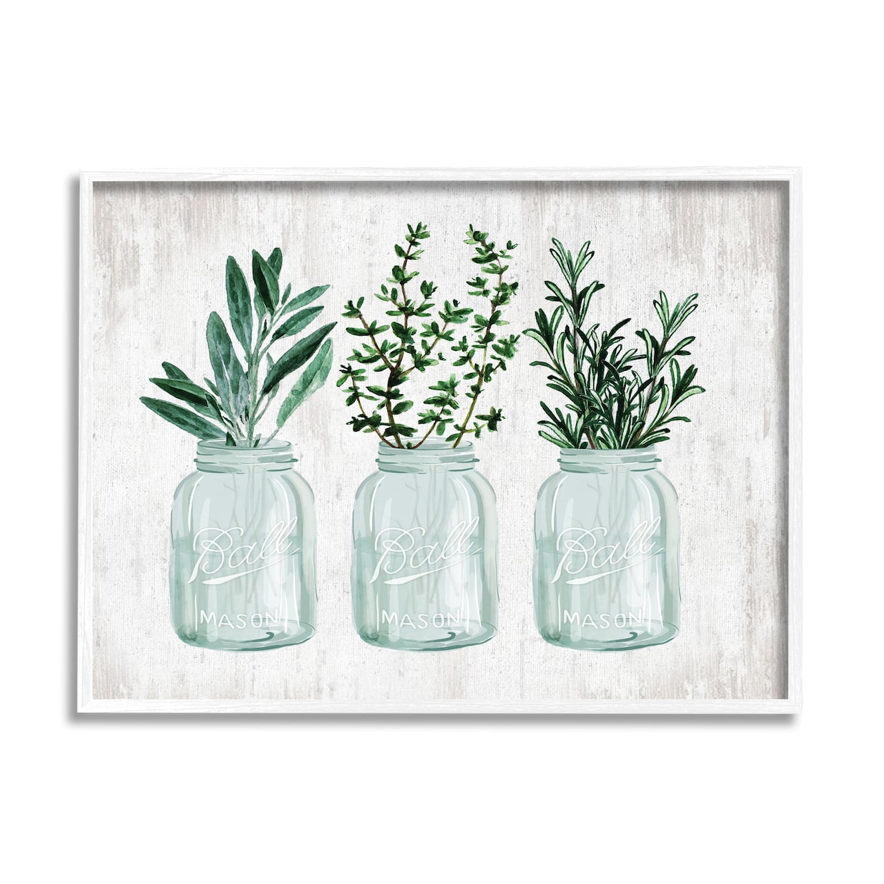 Stupell Industries Kitchen Herb Trio Garden Spices Country Glass Jars Framed Wall Art